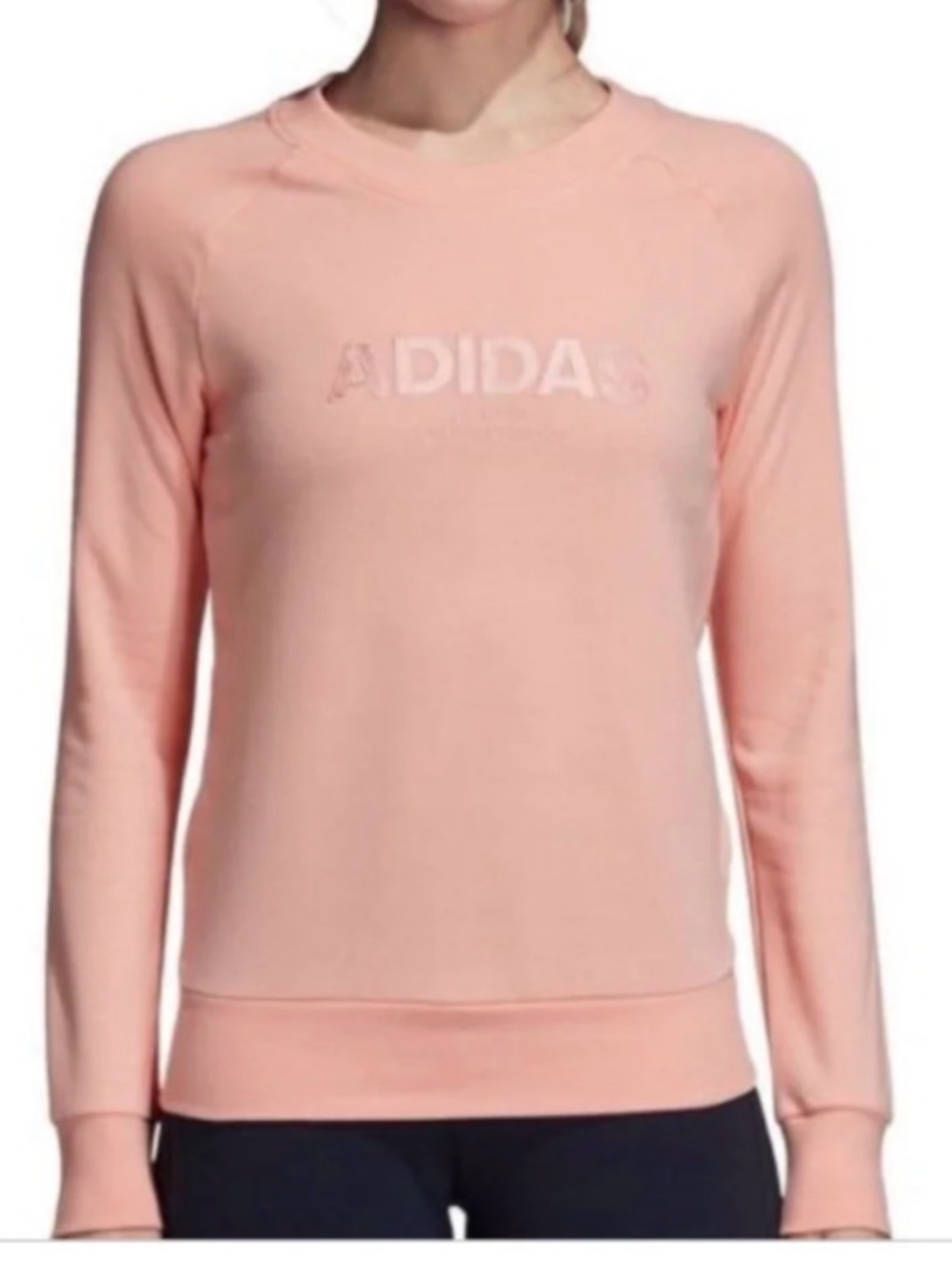WOMEN'S ADIDAS ESSENTIAL ALLCAPS SWEATSHIRT FRENCH TERRY LINED Peach Small